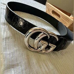 Crocodile Print Gucci Belt